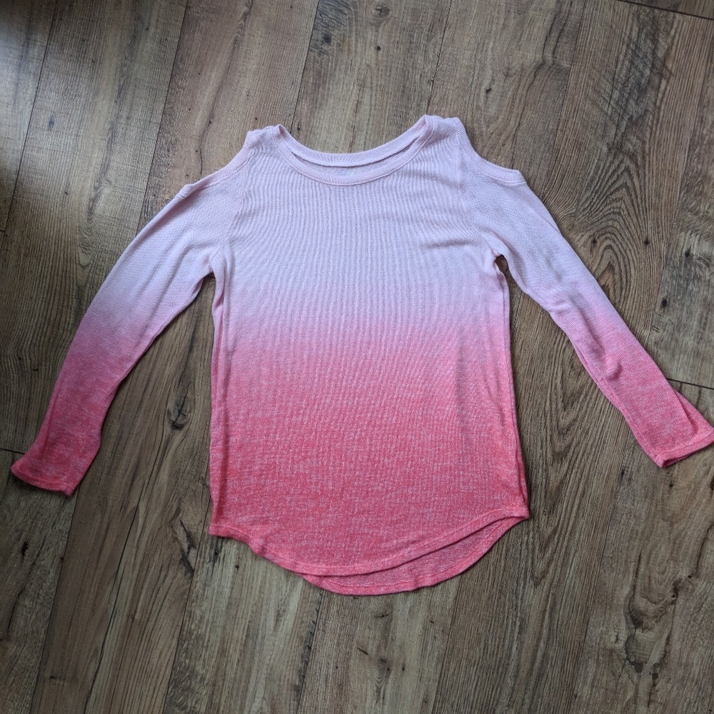 NWOT Justice Pink Ombre Cold Sholder Light Sweater